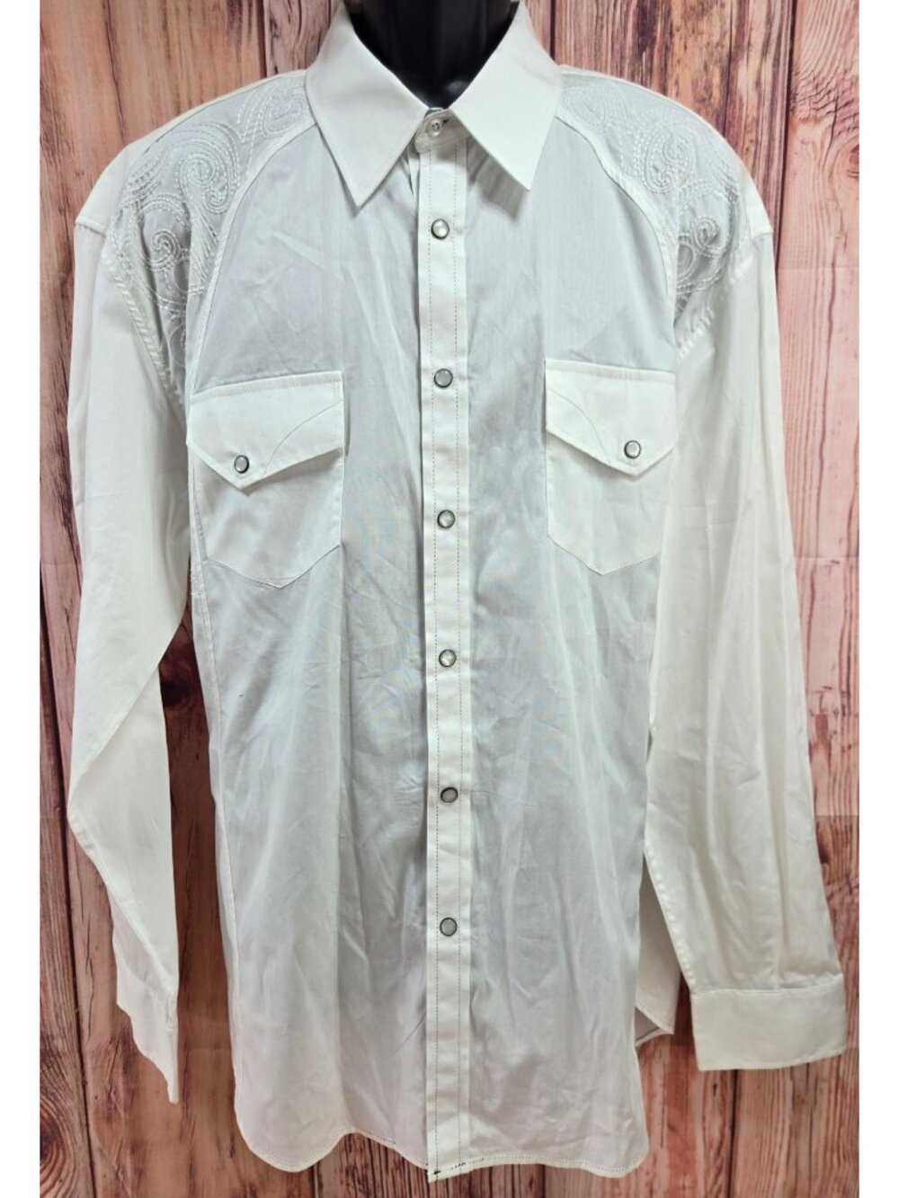Rock & Roll Cowboy Mens White Western Shirt XXL Embroidered Snap Front